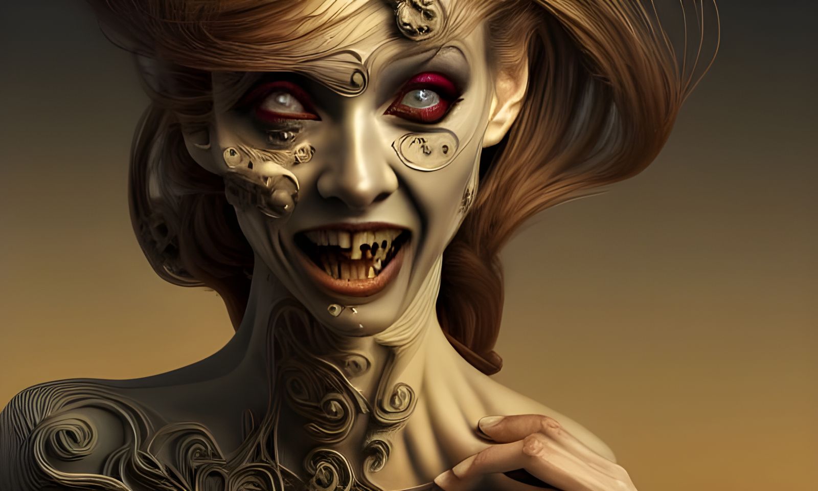 Ominous Painting of a Flirtatious Model Woman