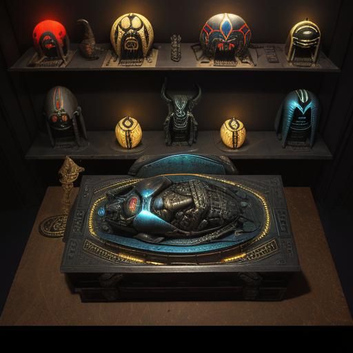 Cyberpunk Scarab Beetle in Ancient Egypt