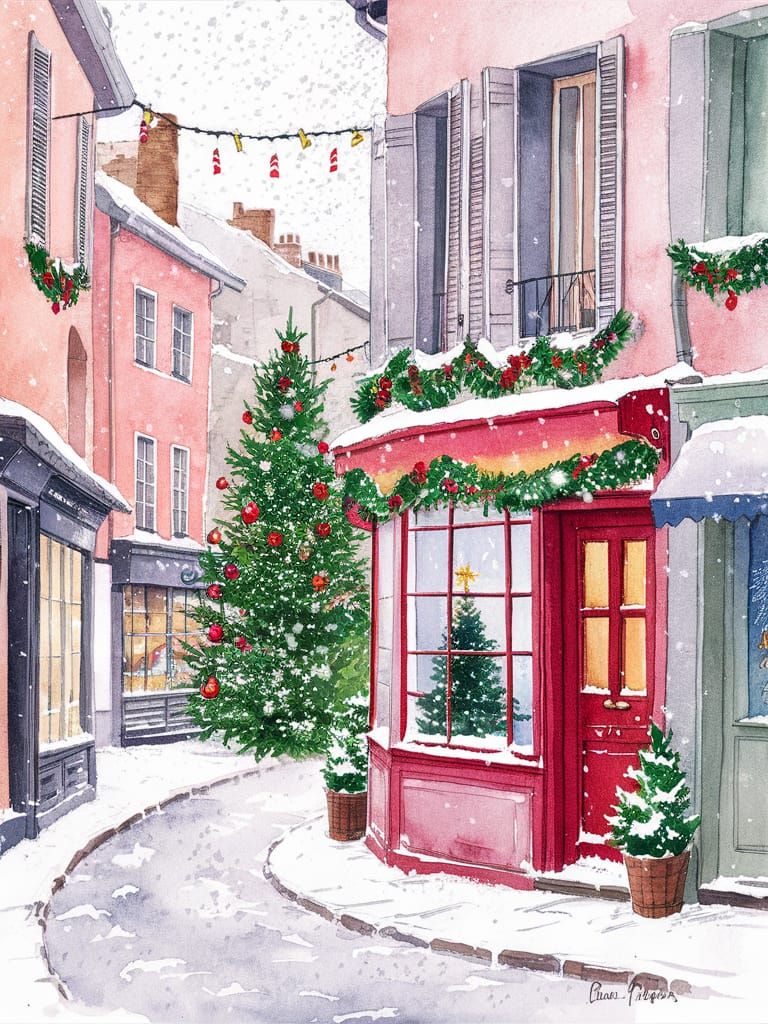 Christmas in Europe: A Watercolor Painting