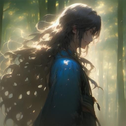 Samurai Warrior in Forest: Fantasy Concept Art