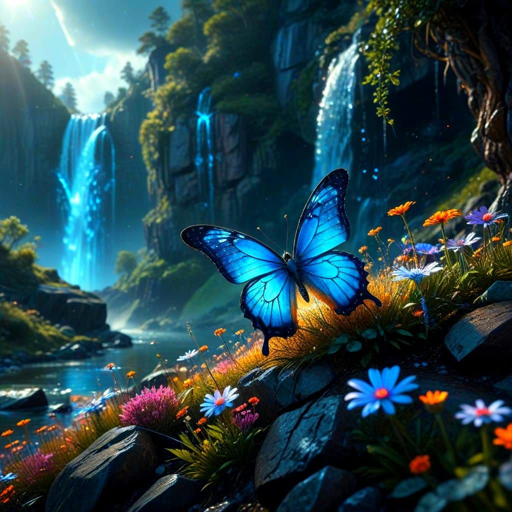 Cosmic Butterfly in a Starry Crystal Realm