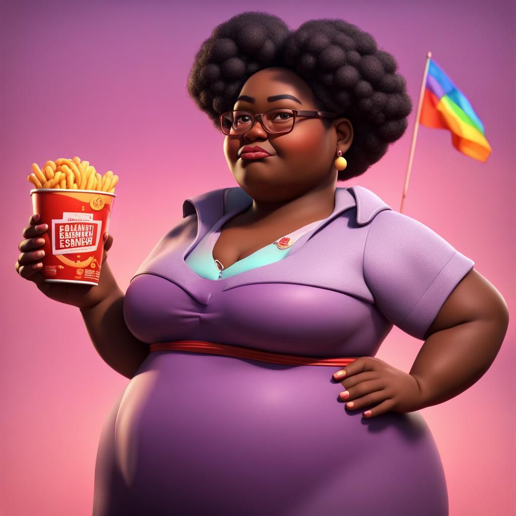 Voluptuous Woman in 3D Digital Art Style