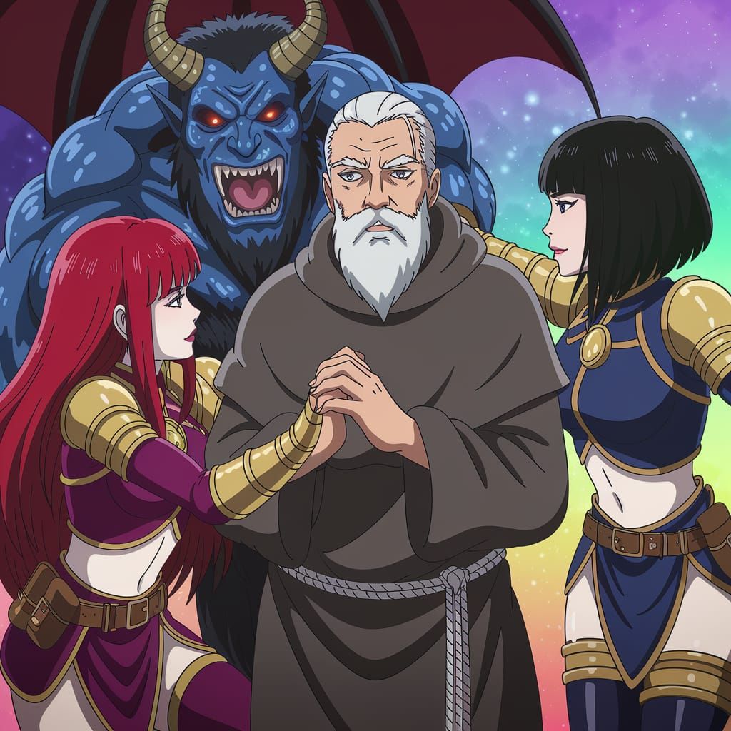 Monk Rescued by Warriors from Demon Attack