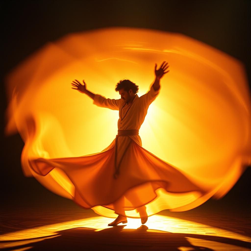 Whirling Dervish in Mystical Trance: Cinematic Still