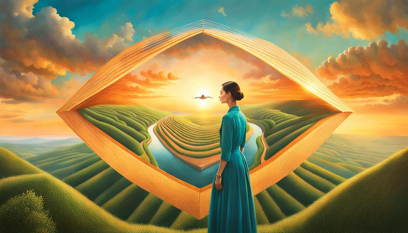 Newborn's First Breath in Surreal Fashion Art