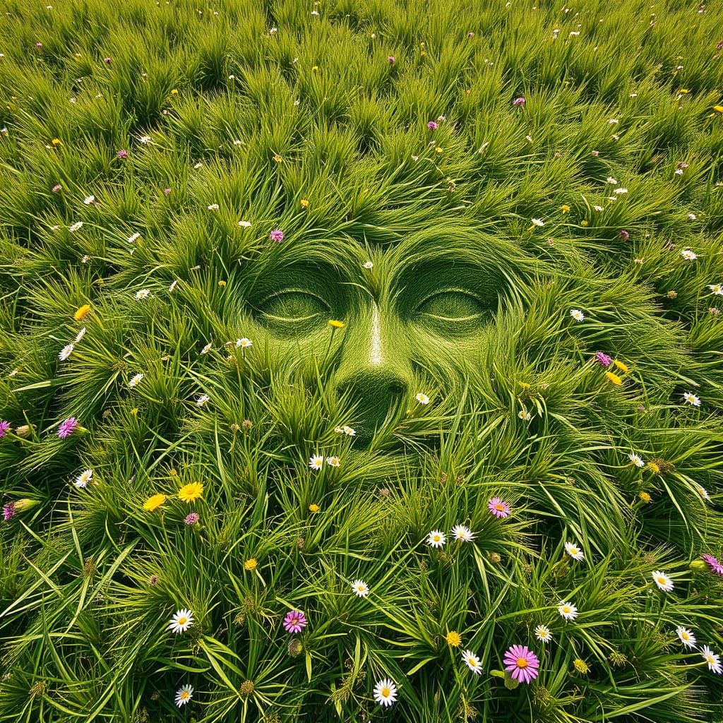 Surreal Meadow Goddess in Soft Brushstrokes