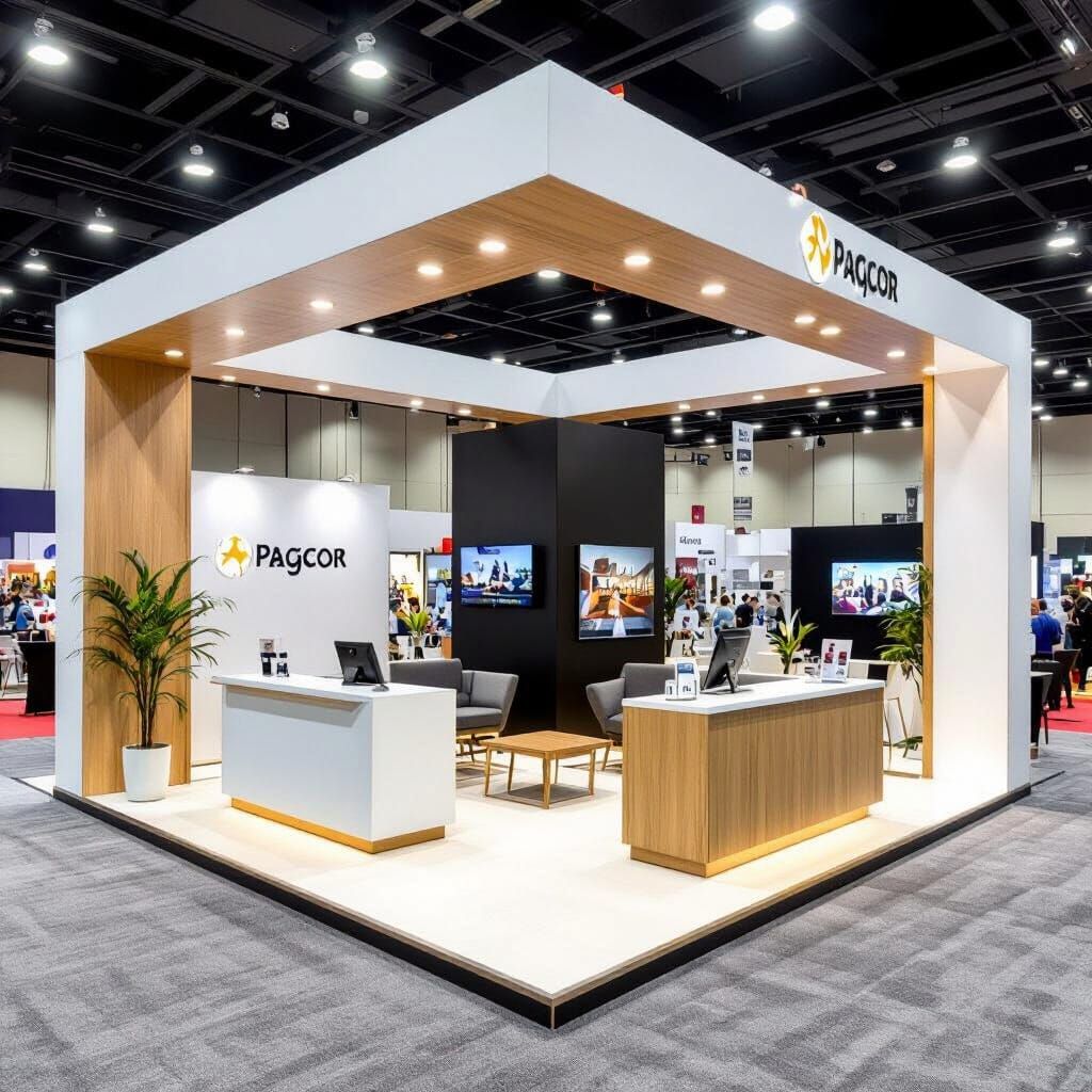 Open PAGCOR Booth Design with Central Structure