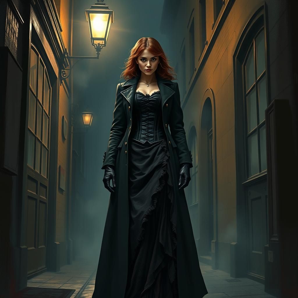 Black Widow as Whitechapel Lady, Moody Digital Art