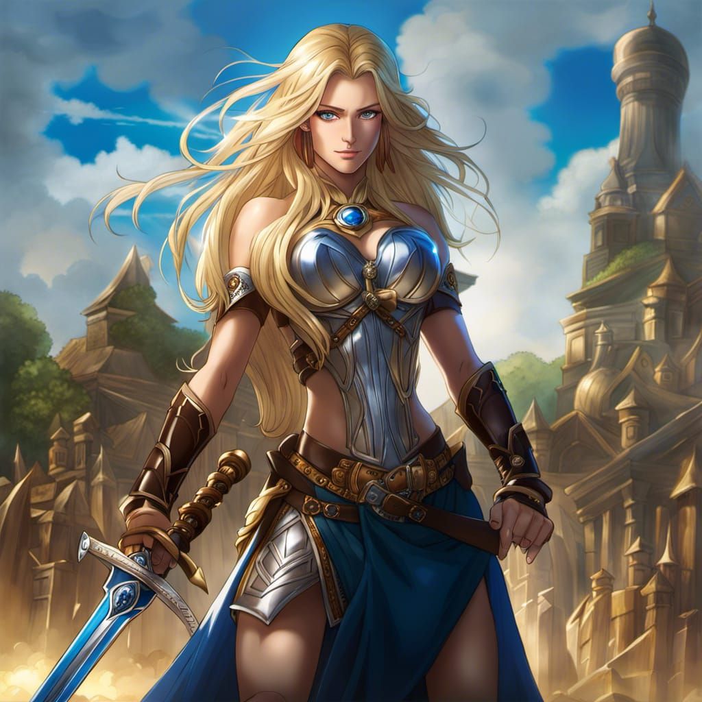 Amazon Warrior Woman in Anime Style