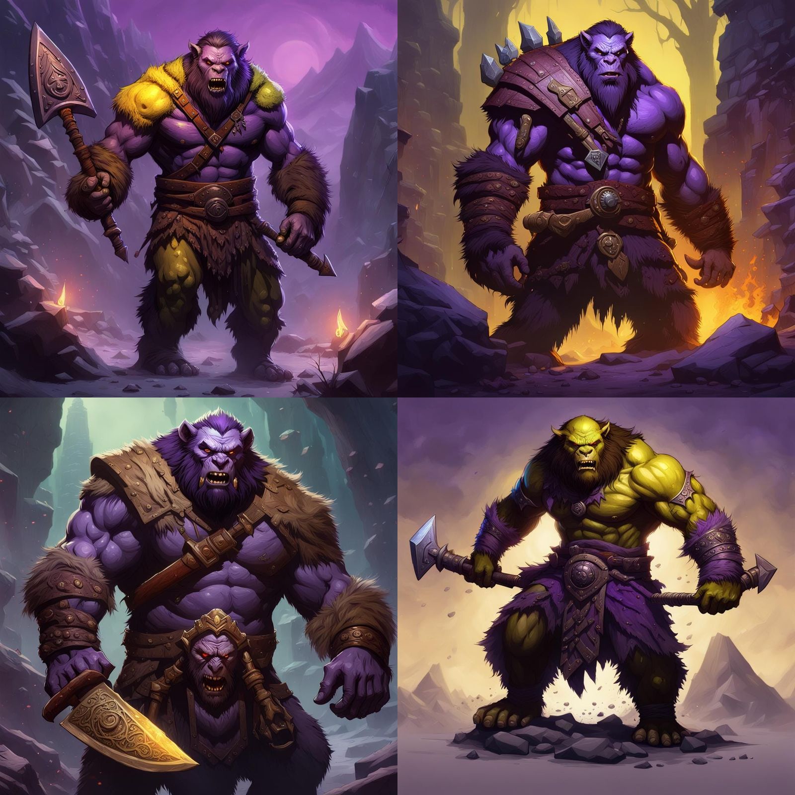 Half-Orc Barbarian Werebear in Dark Fantasy Style