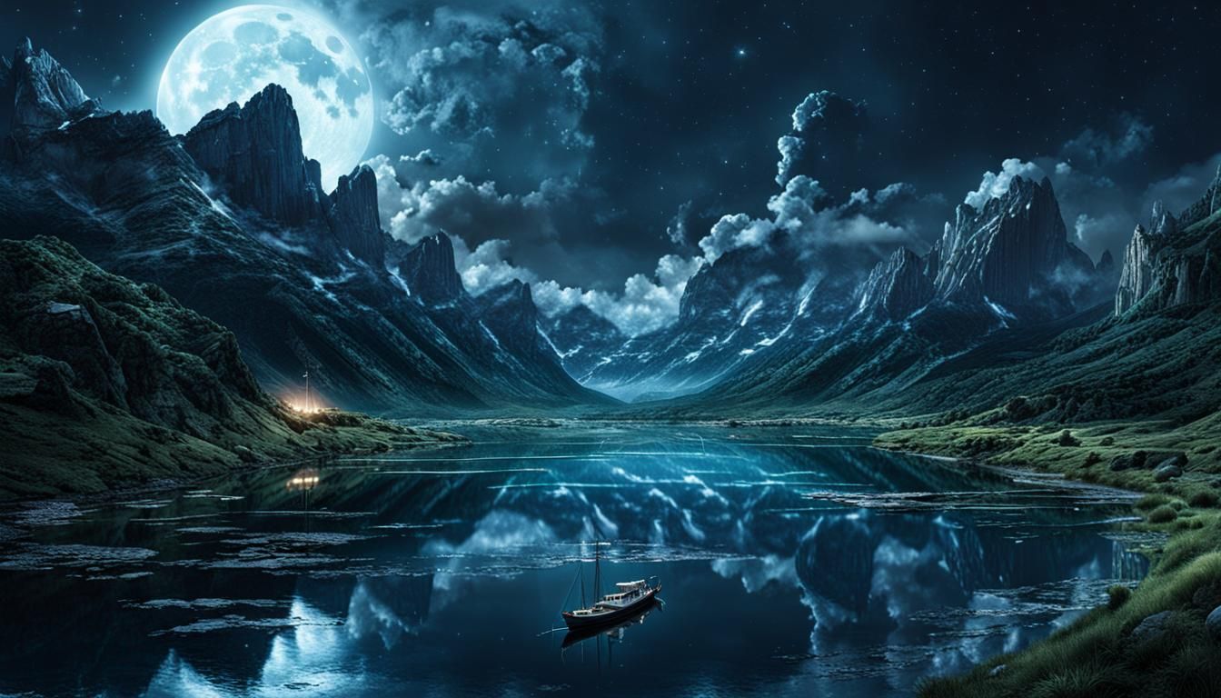 Moonlight Symphony: Hyperrealistic Digital Matte Painting