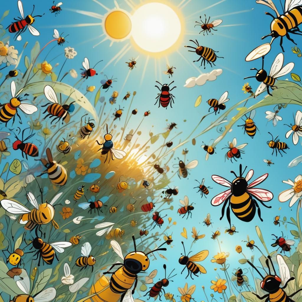 Whimsical Insect World: Doodle Art in Macro Shot