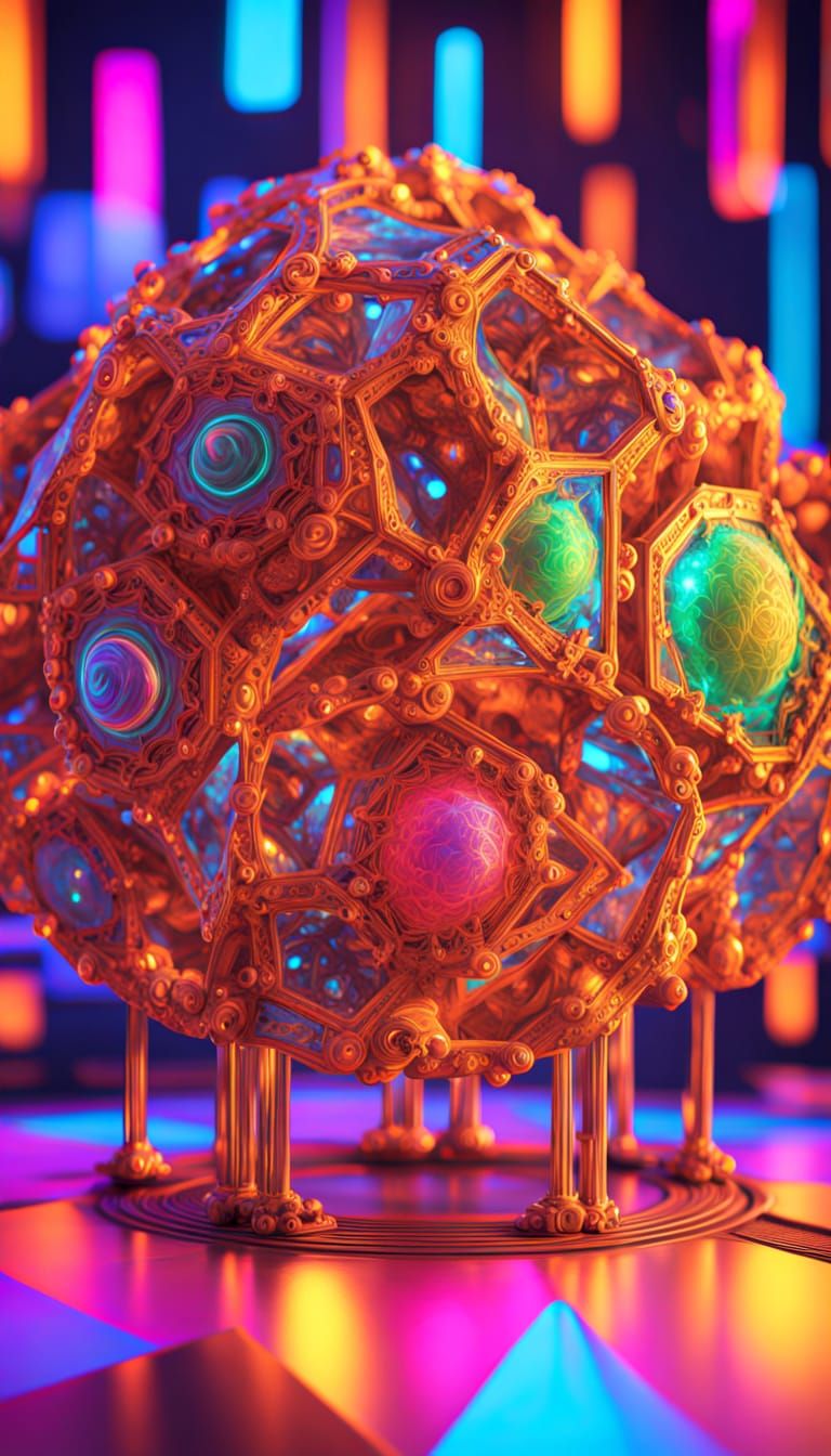 Cosmic Eldritch Jewels in Neon 3D Style