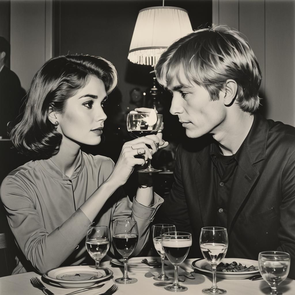 Romantic Dinner in Pop Art Style