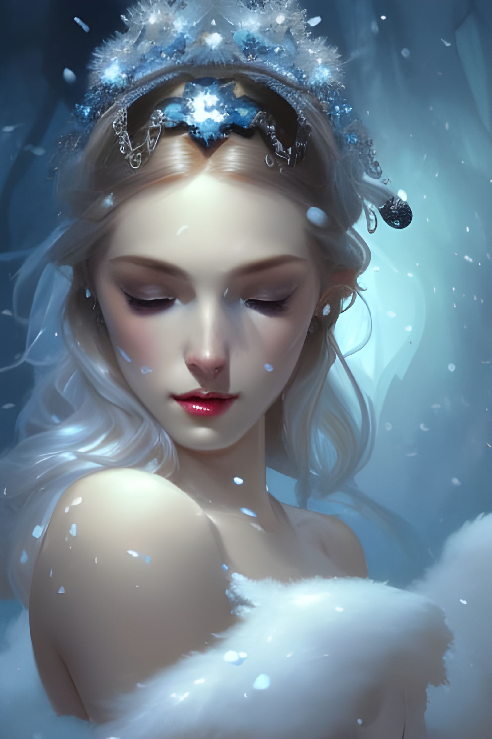 Ice Princess Portrait in Hyperdetailed Style