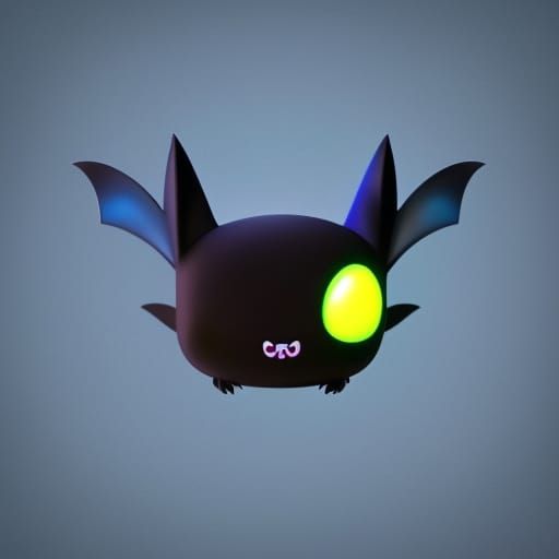 Cartoon Black Bat Chibi Kawaii in 3D