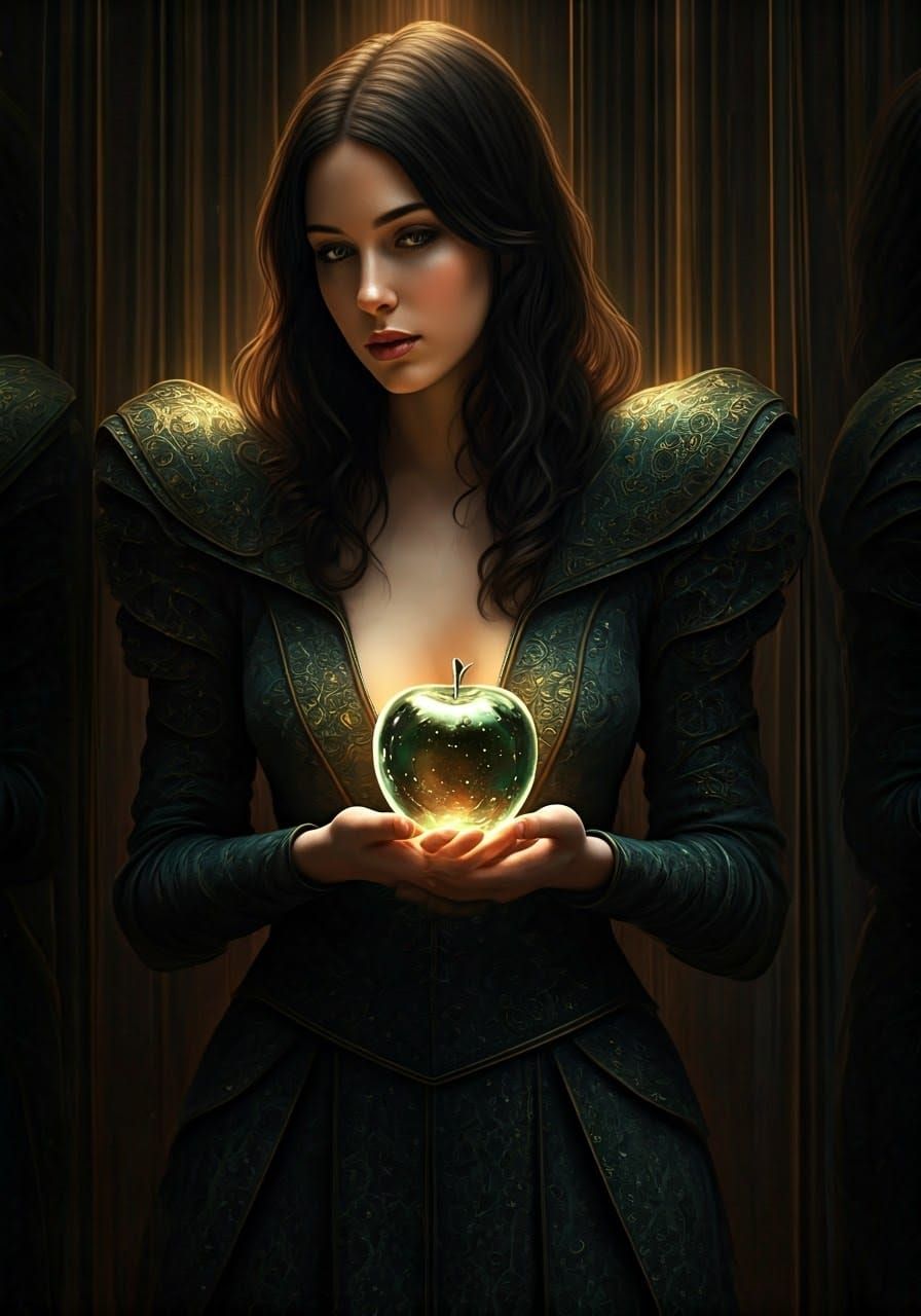 Ethereal Woman Reflected in Endless Glass Halls