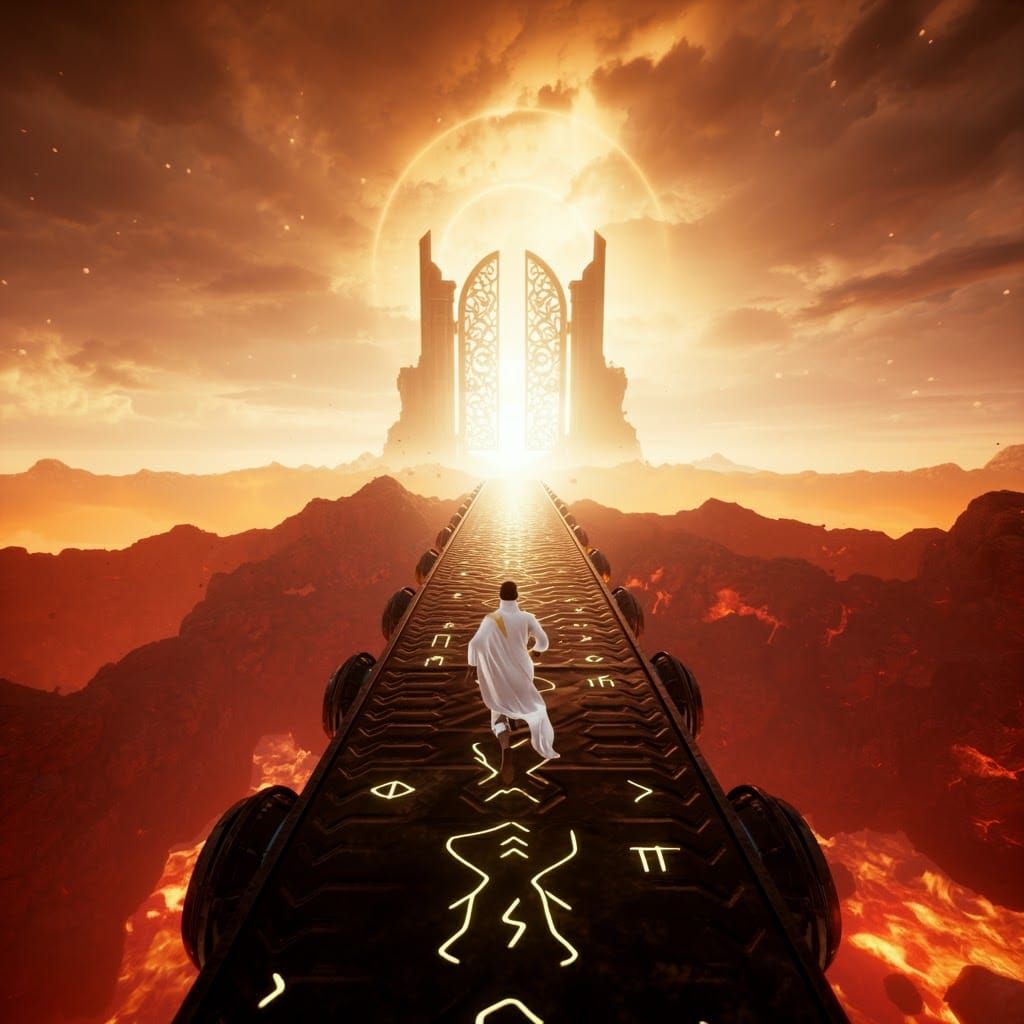 Mystical Conveyor Belt Between Heaven and Hell