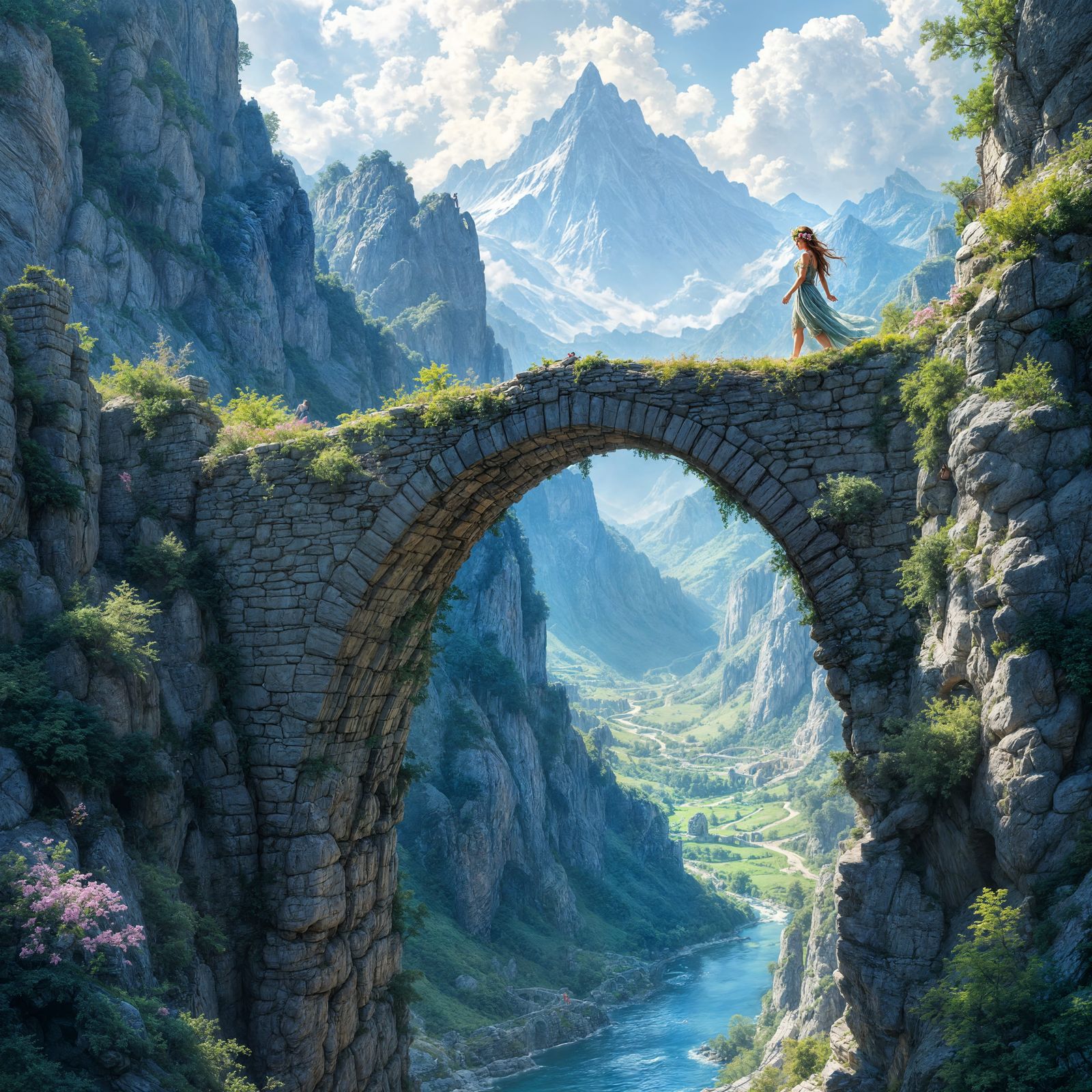 Gorgeous Stone Bridge in Fantasy Mountainscape