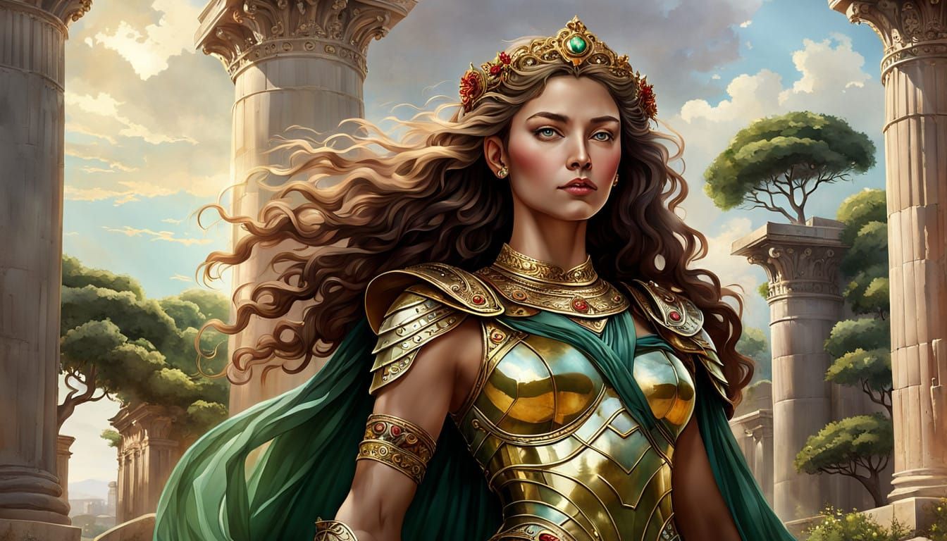 Strong Female Warrior in Ancient Roman Architecture