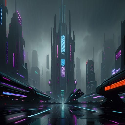Cyberpunk Metropolis at Dusk