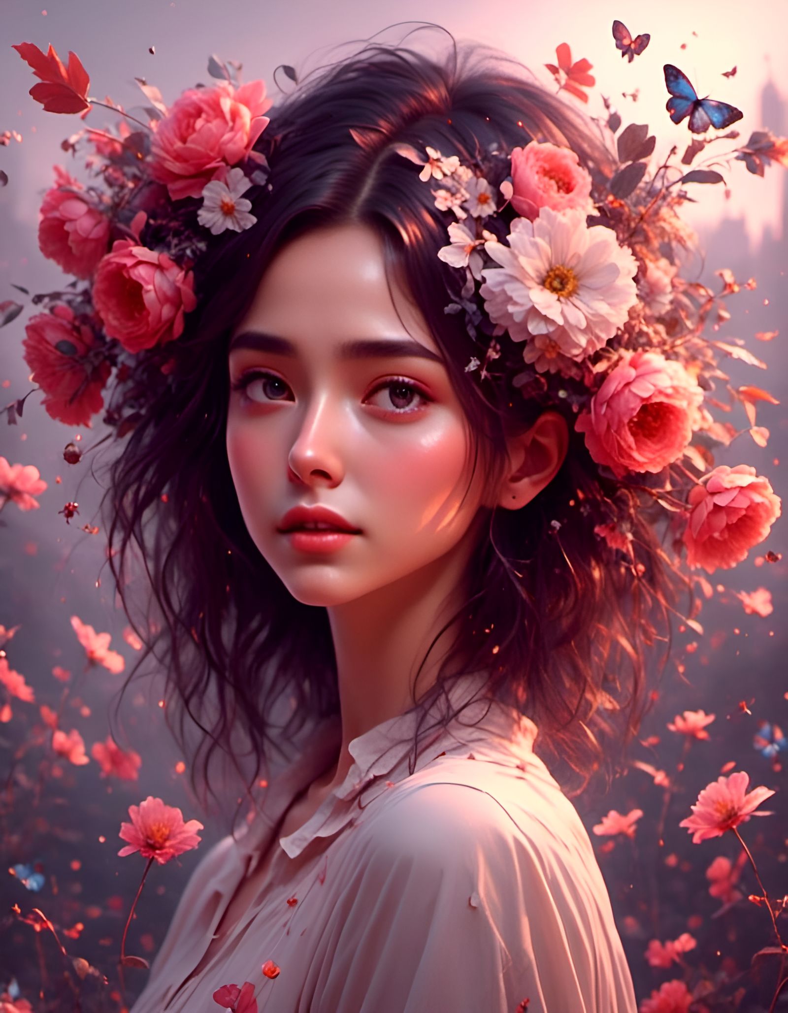 Flowers in Studio Ghibli Animation Style