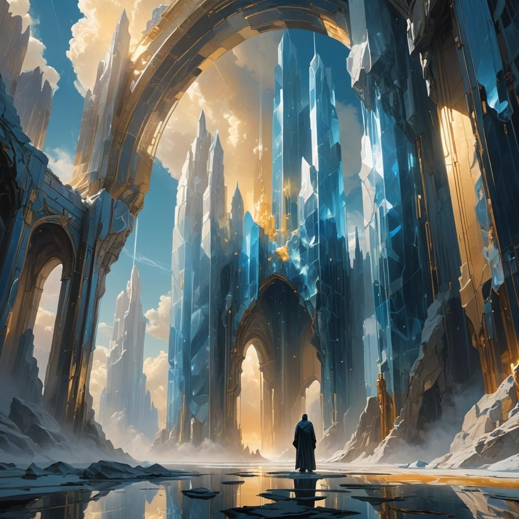 Crystal Archway in a Surreal Landscape