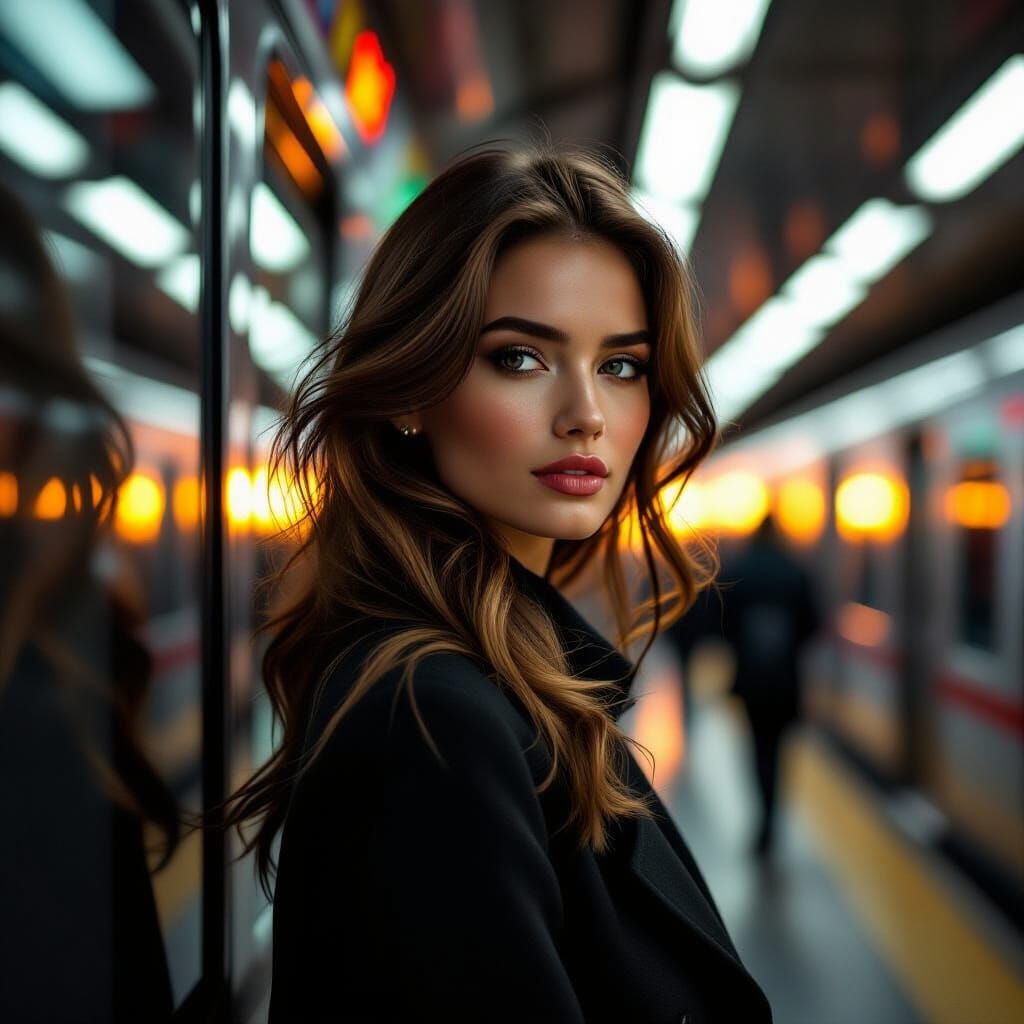 Cinematic Metro Portrait of a Mesmerizing Woman in Golden Ho...