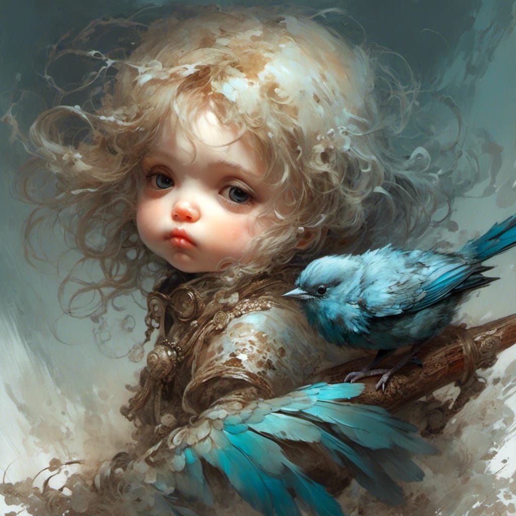 Cute Chibi Tie-Dye Sparrow: Hyperrealistic Concept Art