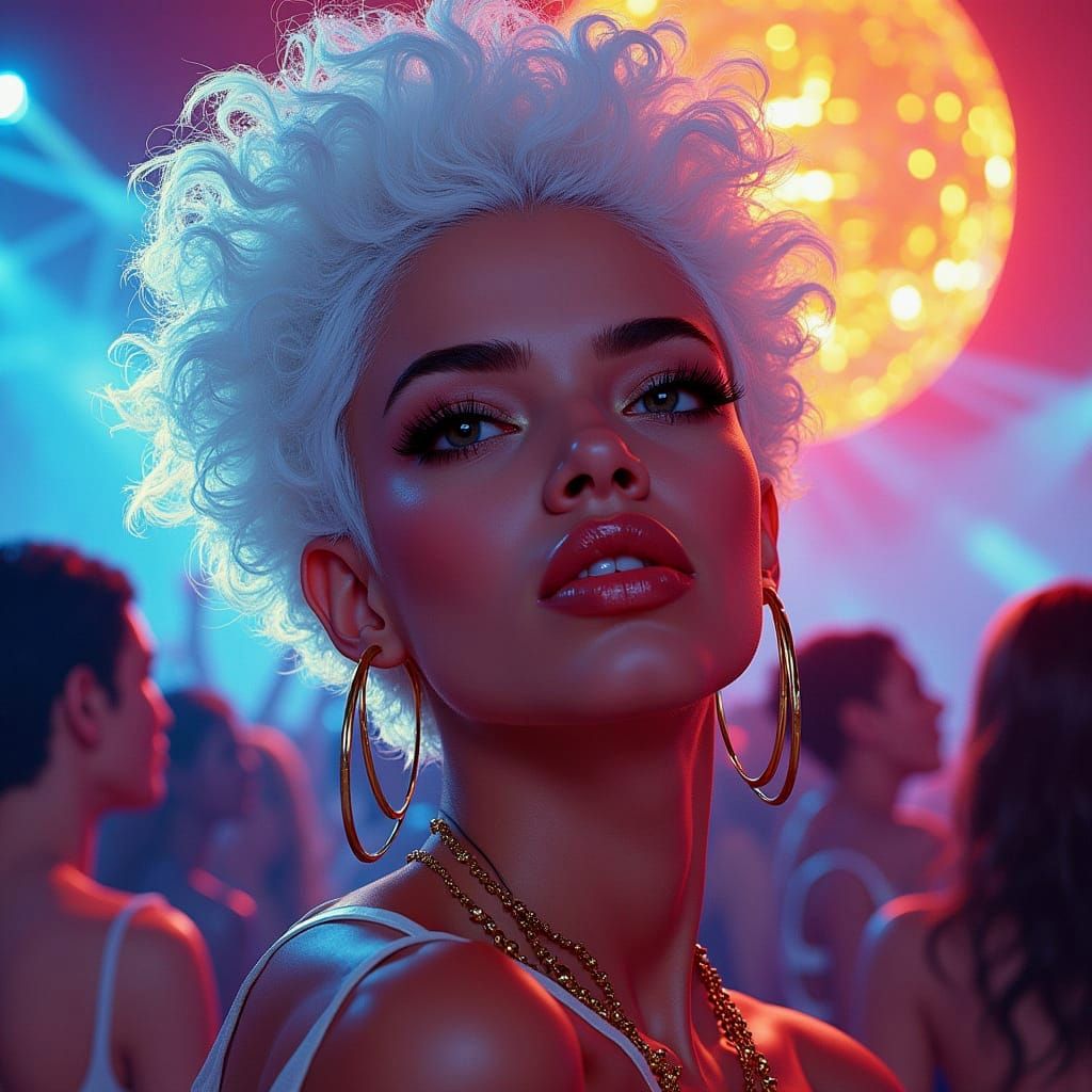 Afro-Futurist Disco Goddess in Vibrant Motion