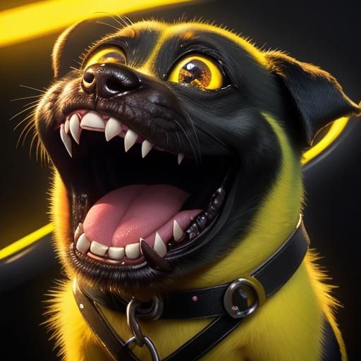 Pixar-Style Portrait of a Maniacal Minion-Dog Creature