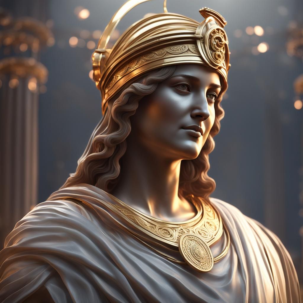 Athena in Sheer Robe with Corinthian Helmet