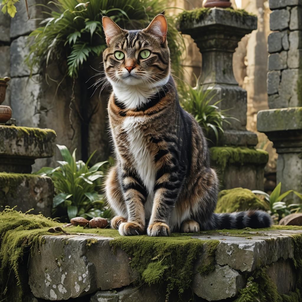 Regal Tabby Cat Portrait in Baroque Style
