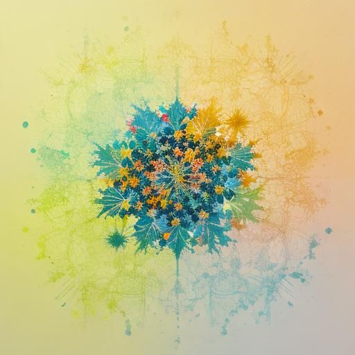 Psychedelic Fractal Leaves in Vivid Oil Painting