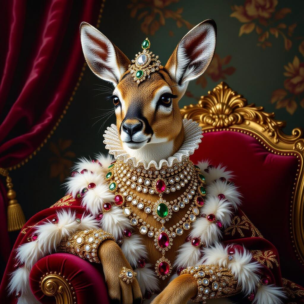 Jeweled Animal Portrait in Opulent Digital Painting Style