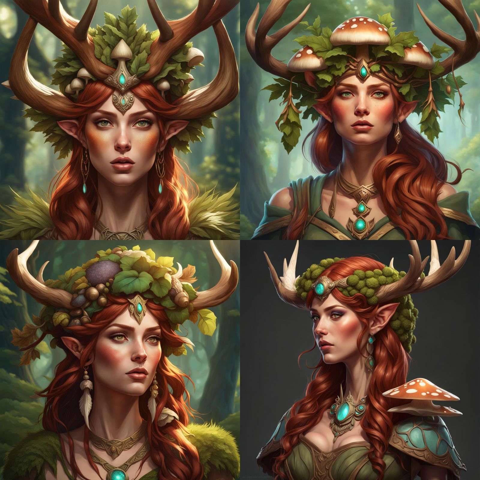 Auburn Haired Wood Elf Spore Druid Portrait