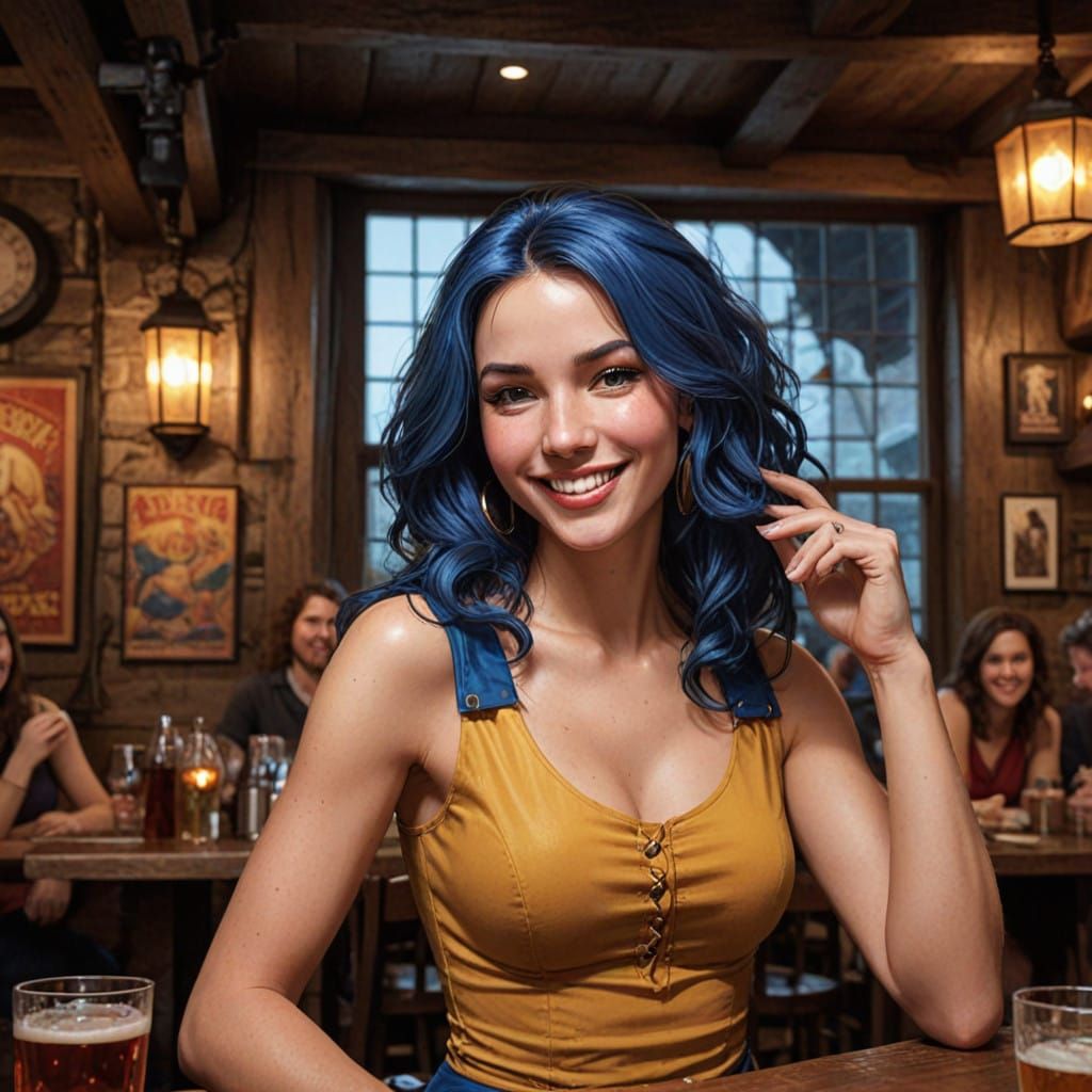 Medieval Tavern Scene in Vibrant Comic Book Style