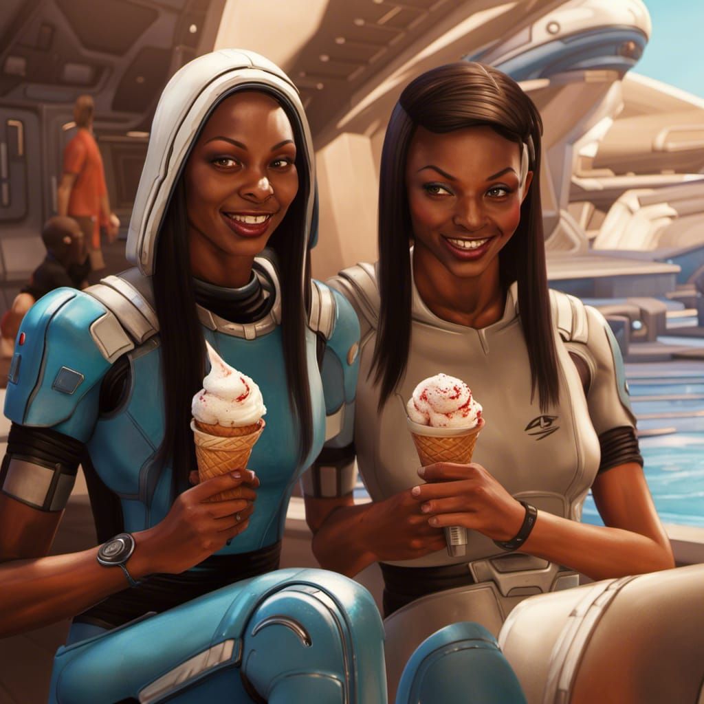 Mass Effect Asari Girls Share Ice Cream