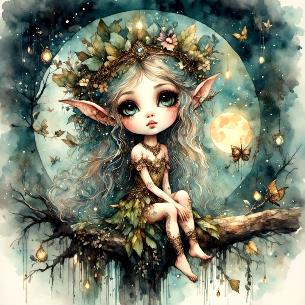 Ornate Chibi Dryad in Magical Forest