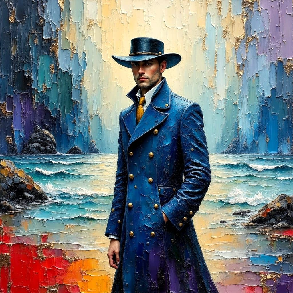 Handsome Captain in Impasto Oil Painting Style