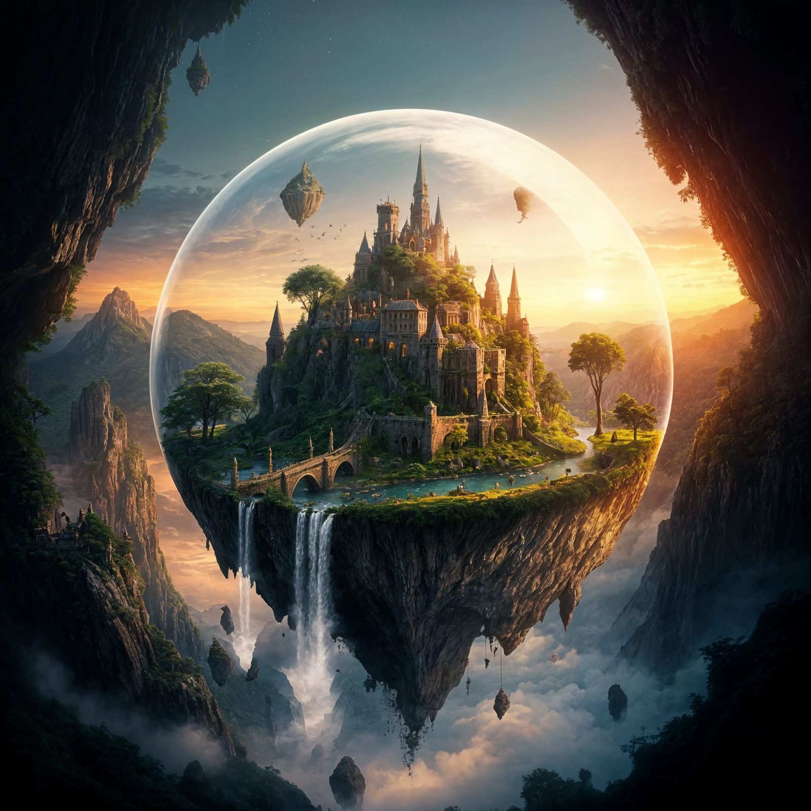 Mystical Glass Spheres of Serene Fantasy Landscapes