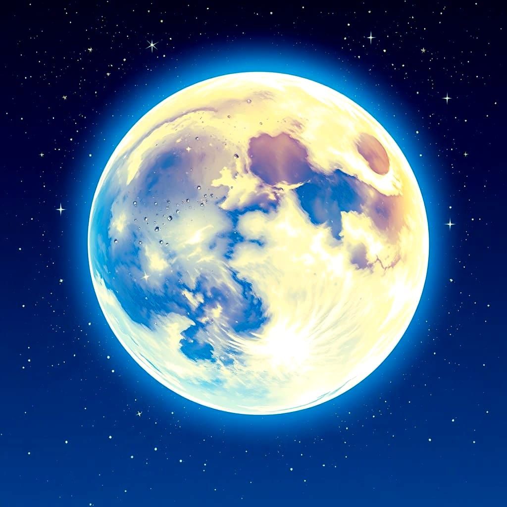 Luminous Full Moon in Comic Book Art Style