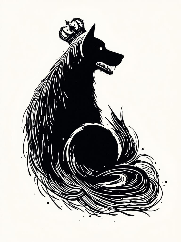 CROWNED WOLF WOOD CUT