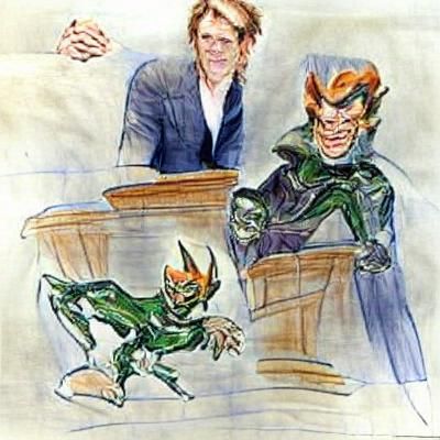 Dafoe vs. Goblin: Courtroom Sketch Art