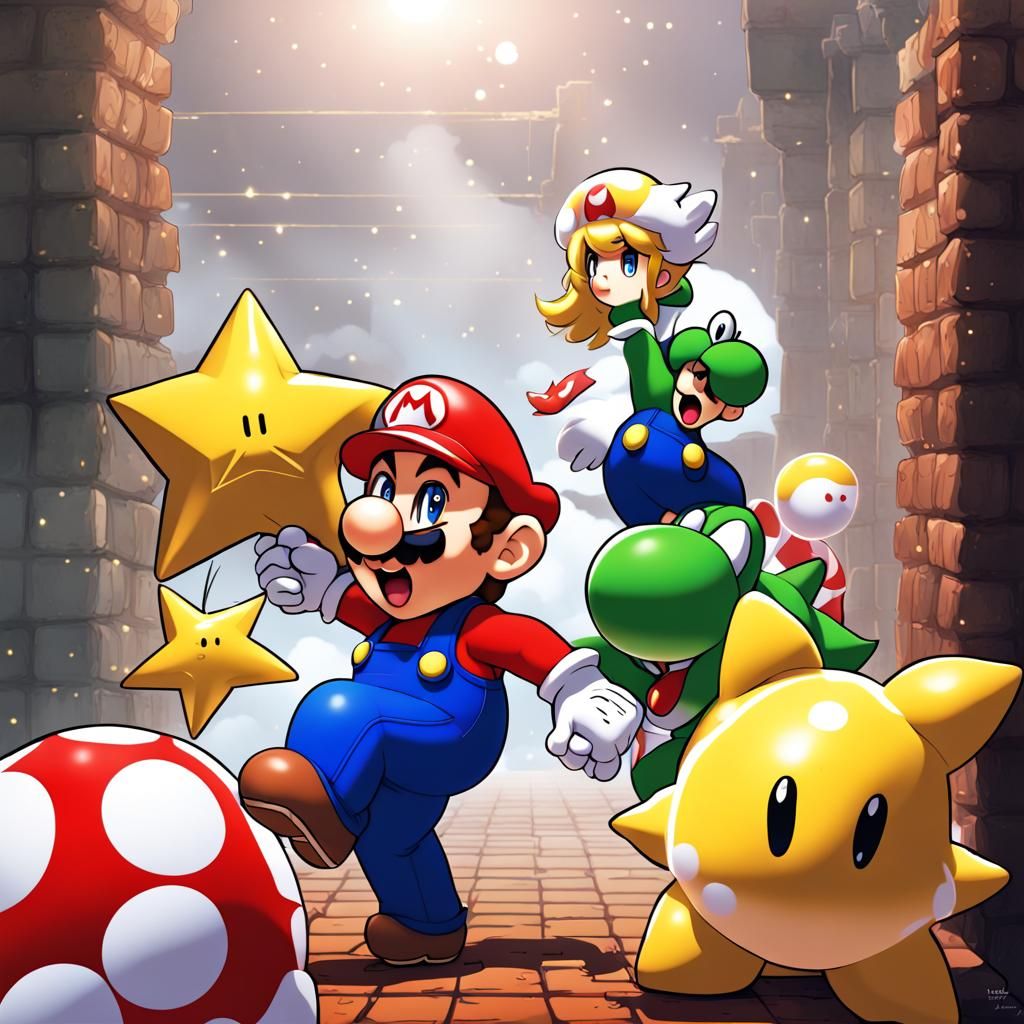 Super Mario in Anime Key Visual Style