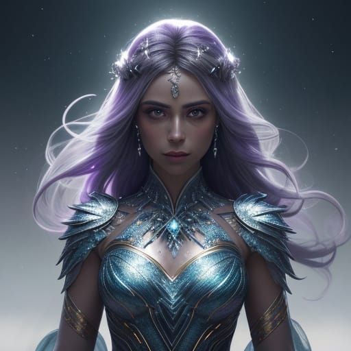 Ethereal Woman Amidst Crystal Tears