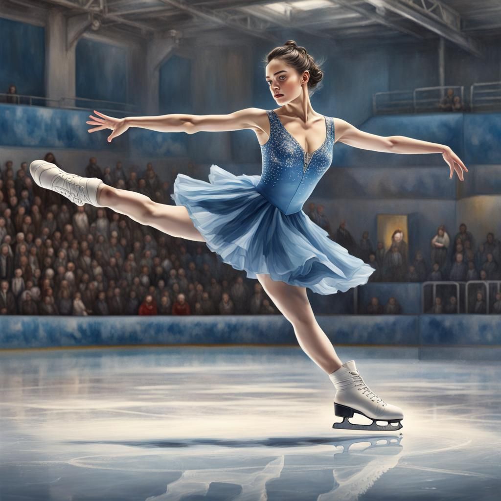 Figure Skater Performing in Hyperrealistic Style