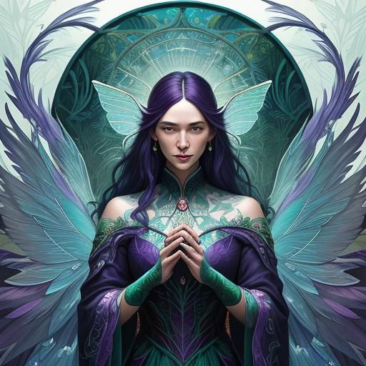 Fairy Princess and Reflection, Art Nouveau Style