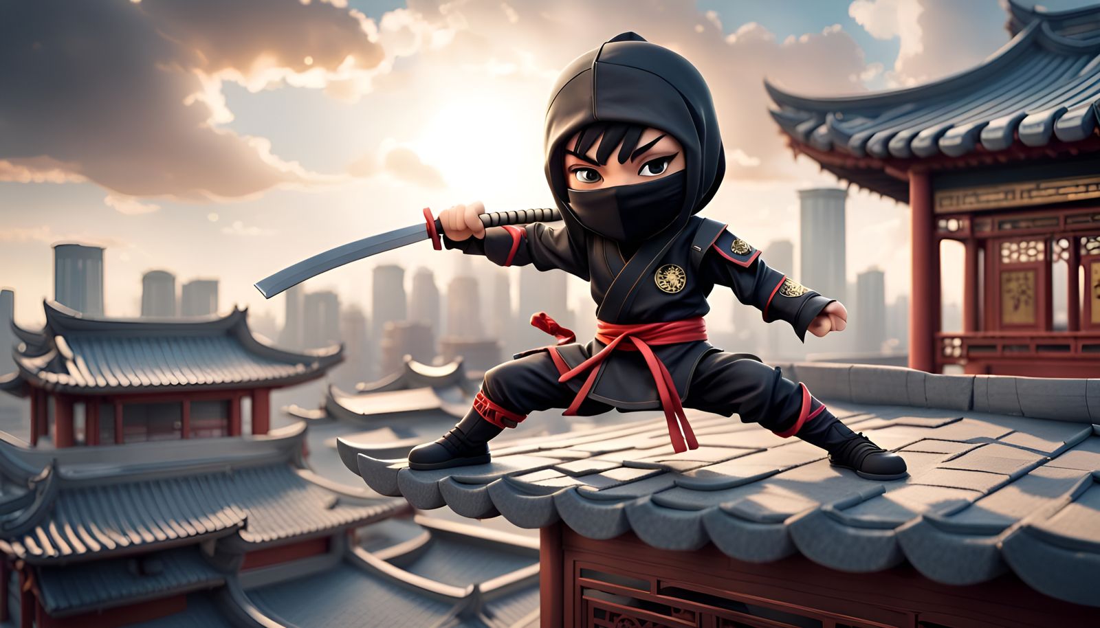 Photorealistic Chibi Ninja vs Kung-Fu Master