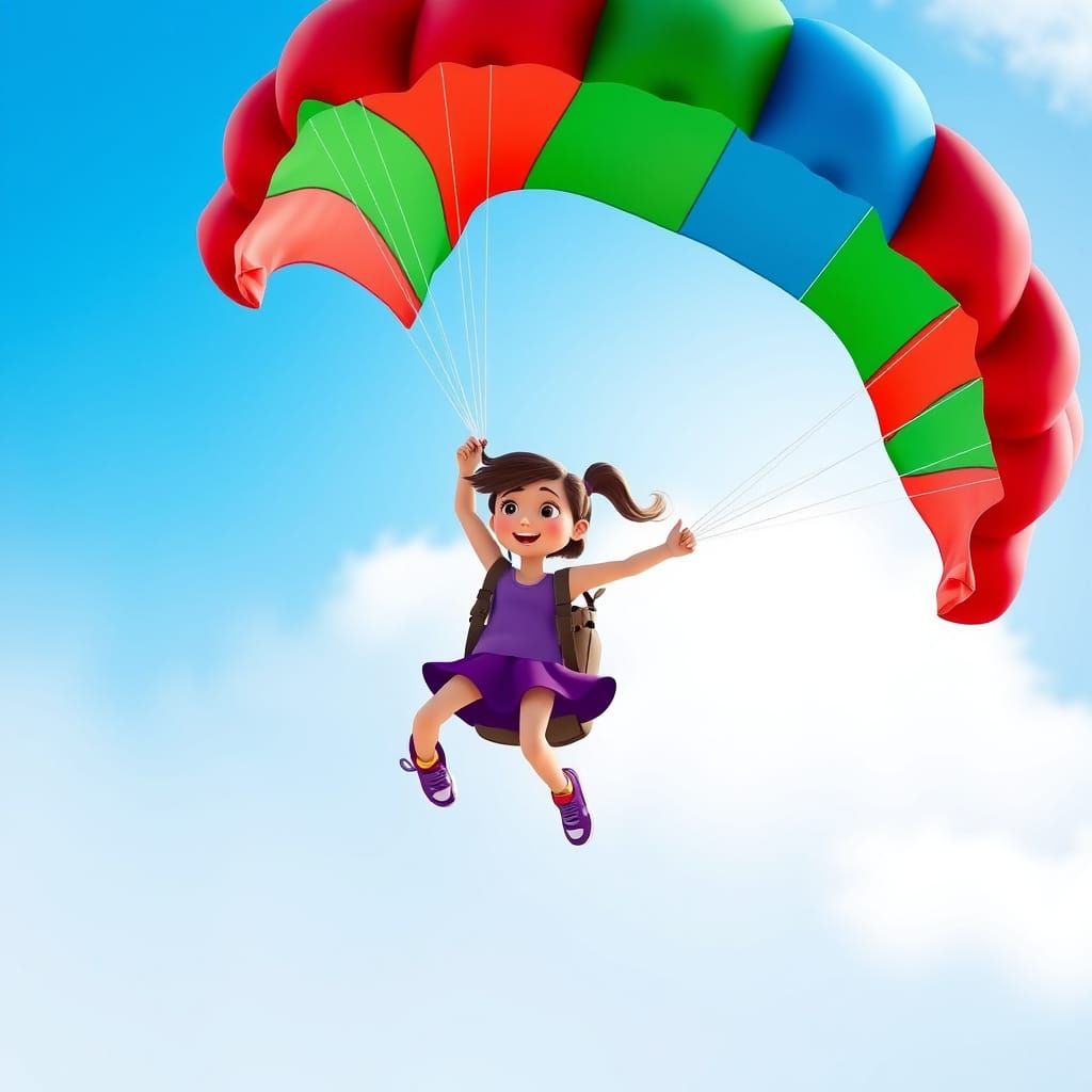 Girl with Parachute in Nick Jr. 3D Cartoon Style